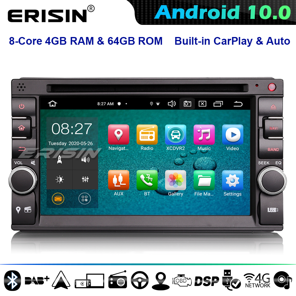 Erisin ES8136U 8-Core Universal Double Din Android 10.0 Car Stereo GPS ...