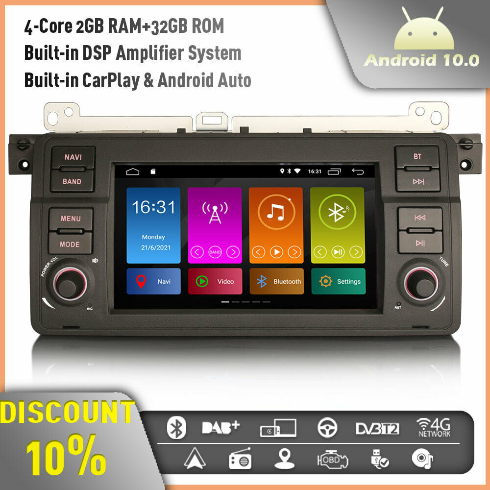 Erisin ES3146B Android 10.0 Car Stereo GPS Satnav Radio BMW 3 Series ...