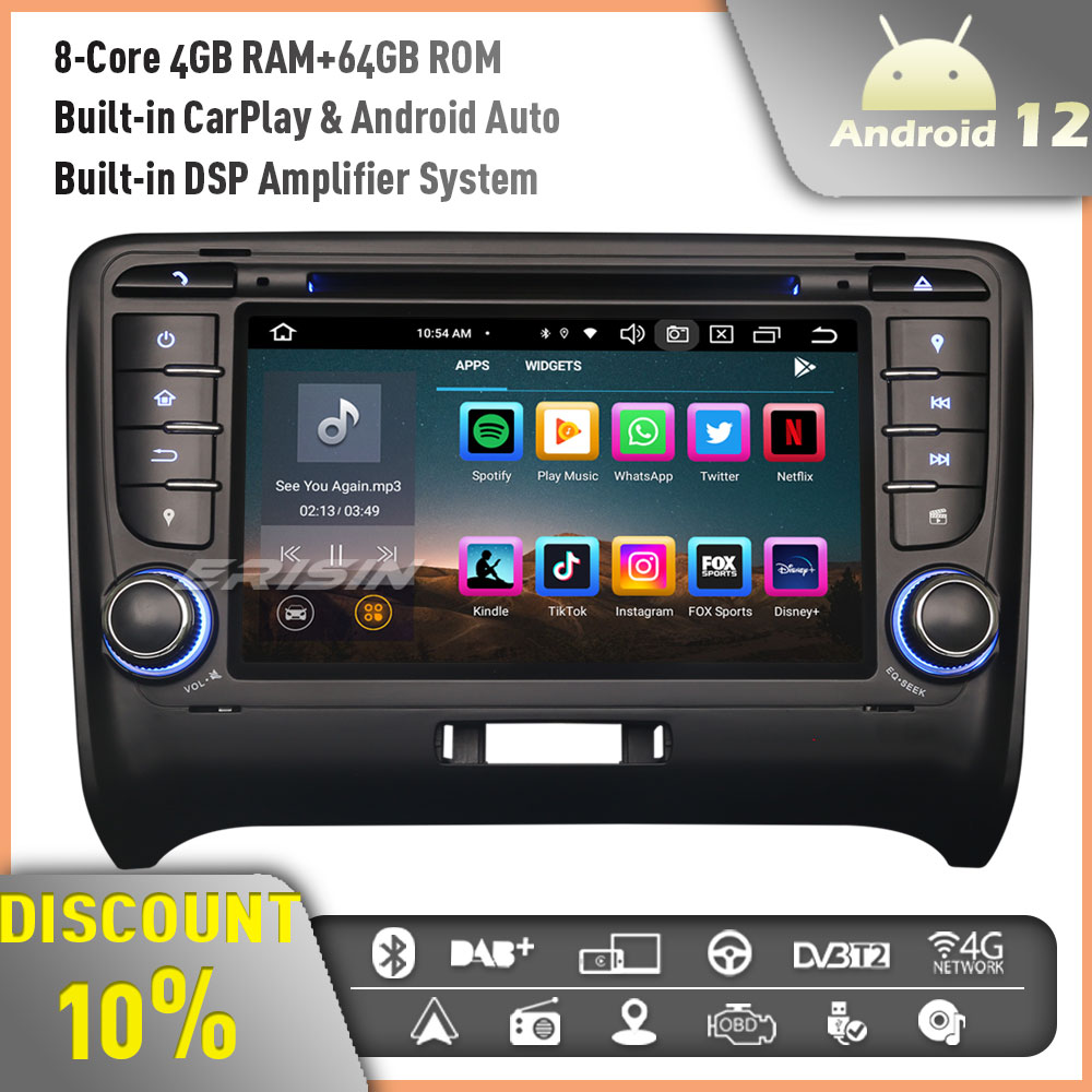 DAB+Car Stereo for AUDI TT MK2 Android 10.0 SAT NAV WIFI OBD 4G GPS Carplay  DVB